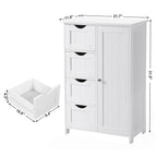 Floor Cabinet Bathroom Organizer with 4 Drawers and Adjustable Shelf