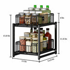 Under Sink Organizer, 2-Tier Pull Out Cabinet Organizer, Metal (1 Pack)