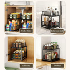 Under Sink Organizer, 2-Tier Pull Out Cabinet Organizer, Metal (1 Pack)
