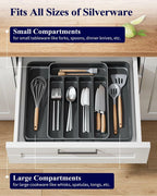 Kitsure Adjustable Cutlery Drawer Organizer Kitchen Tray Black