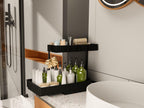 NATURE'S SOURCE 2 Pack 2 Tier Under Sink Organizer with 4 Hooks Black LIKE NEW