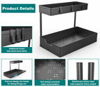 NATURE'S SOURCE 2 Pack 2 Tier Under Sink Organizer with 4 Hooks Black LIKE NEW
