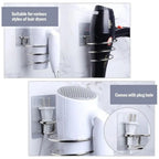 Unique Designed Hair Dryer Holder Blower Organizer Adhesive Wall Mounted Nail Free No Drilling Stainless Steel Stand Tool For Bathroom Bedroom
